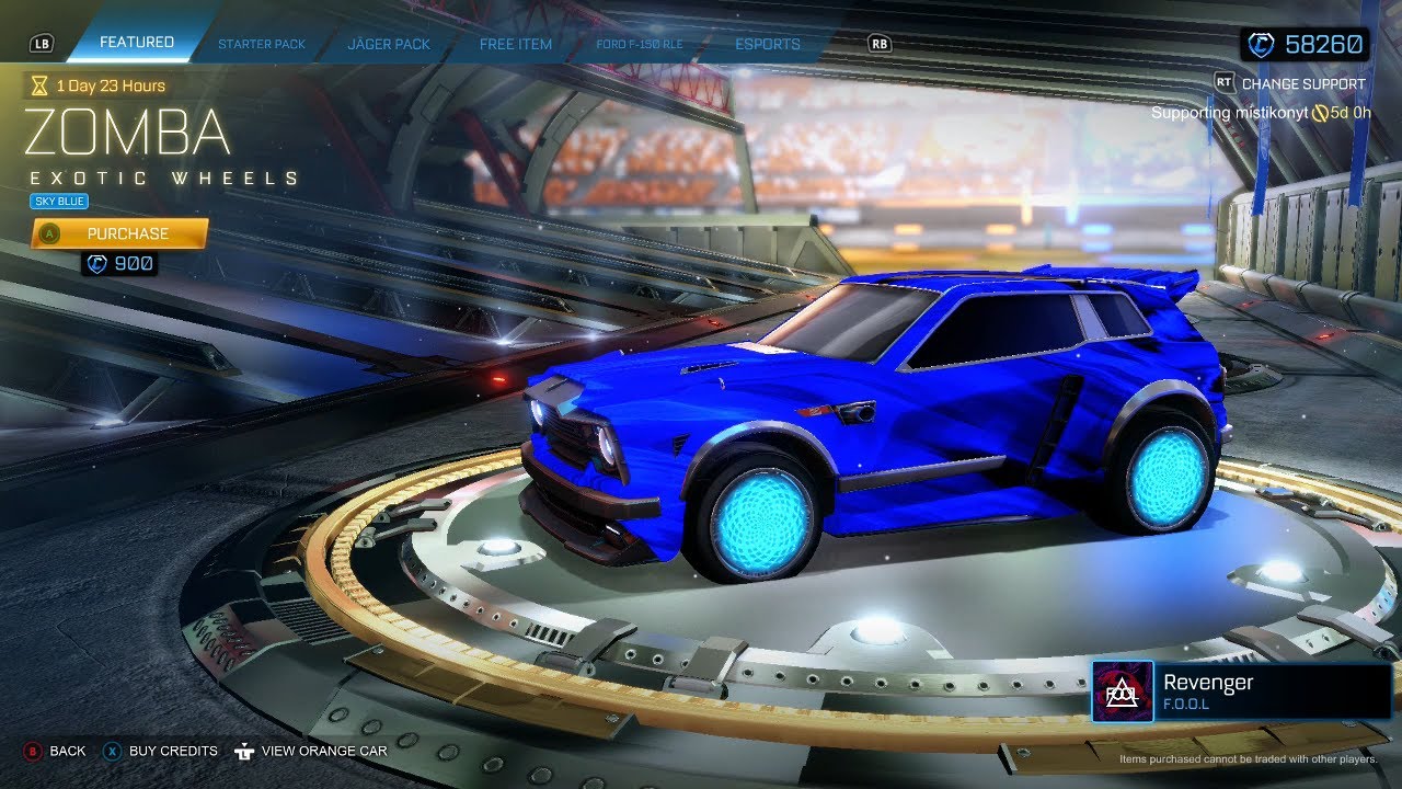 ROCKET LEAGUE ITEM SHOP *EXOTIC* Sky Blue Zomba Wheels 22.02.21