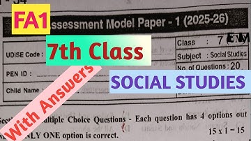 7th class fa1 social studies question paper with answers |