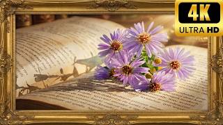 Vintage Book Meets Watercolor Art | Purple Daisy Aesthetic | 4K screenshot 5