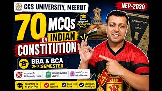 Indian Constitution MCQs 70 Questions🔥| BBA/BCA 2nd Sem CCSU | NEP 2020 Exam तैयारी screenshot 3