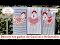 Cómo decorar Paños o Delantales de Cocina con Aplicaciones de Gallinas. Patrones Gratis. 154