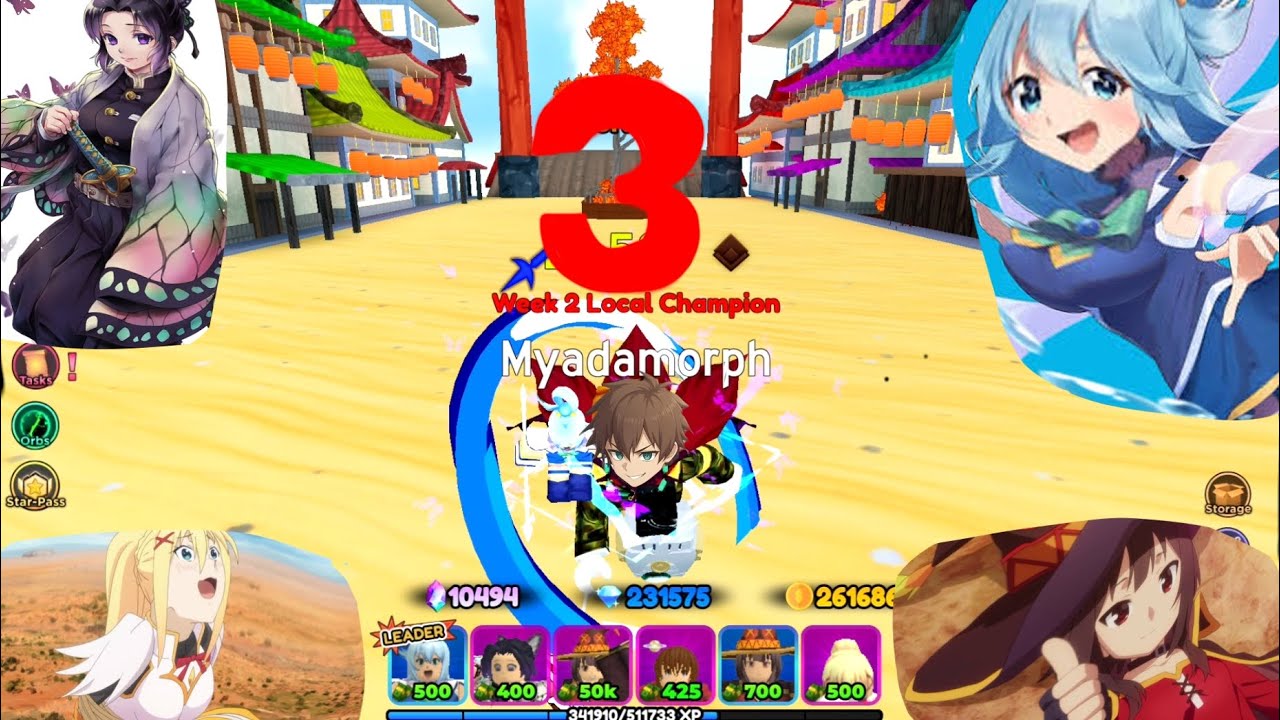 Konosuba Characters (+ Shinobu) Infinite Mode Showcase in All Star Tower Defense! - Part 3!