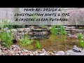 Pond construction using liner; hints and tips.