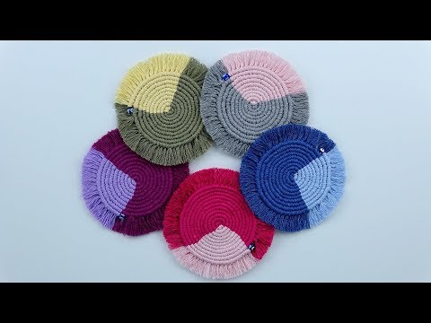 İKİ RENK YUVARLAK MAKROME BARDAK ALTLIĞI YAPIMI / Round Makrame Coasters / DIY