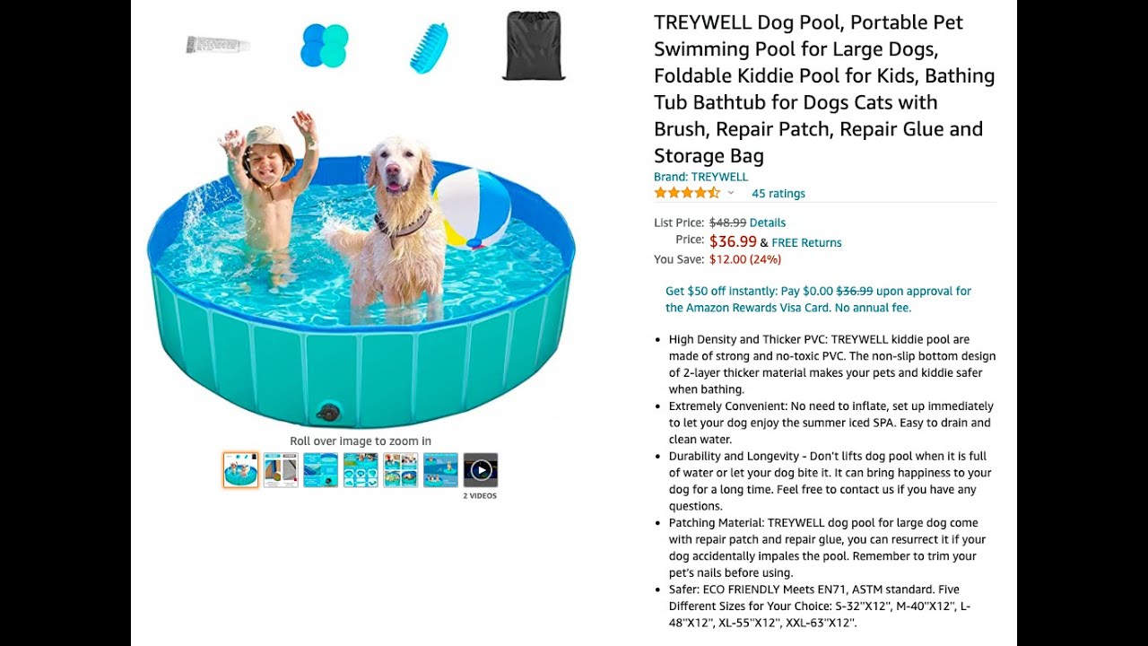 Product Review - TREYWELL Dog Pool, Portable Pet Swimming Pool for Large Dogs