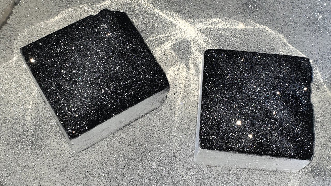 🔲 Fresh Gym Chalk with Charcoal Powder 🖤 topped Silver Glitter 💎 | ASMR ...