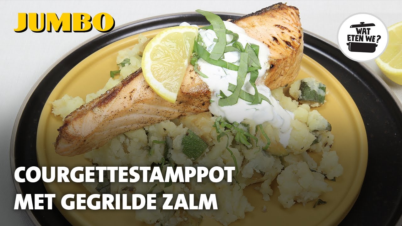 Wat eten we? Courgettestamppot met gegrilde zalm