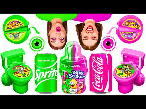 Розовая Еда vs Зеленая Еда Челлендж | Съедобная Битва от BooBoom Challenge