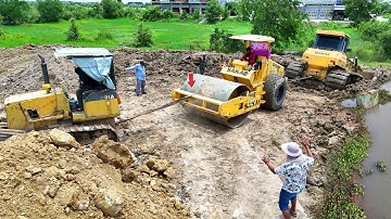 Full Video Incredible Landfill Project! Dump Truck 25.5Ton & Dozer Shantui Stuck, Technique Rescue!