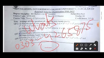 papers GCUF BS Math semester 8 And Msc Math semester 4 II Mathskillsets