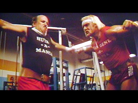 "Mean" Gene Okerlund trains with Hulk Hogan