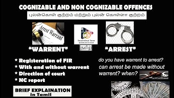 COGNIZABLE AND NON-COGNIZABLE OFFENCES in Tamil | Arrest | warrant | investigation | #lawbasics