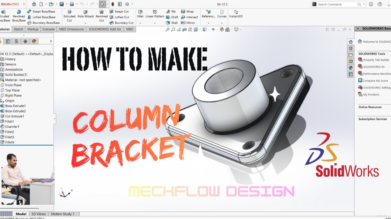 How to Creat Column Bracket in SolidWorks