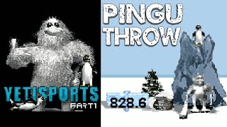 YetiSports Part 1 - Pingu Throw JAVA GAME (by Chris Hilgert 2004 year)