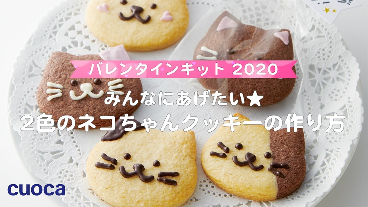 Cuocaバレンタイン手作りキット みんなにあげたい 2色のネコちゃんクッキー Youtube