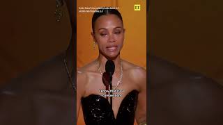 Zoe Saldaña Delivers Emotional Speech After Best Supporting Actress Win at #GoldenGlobes #shorts