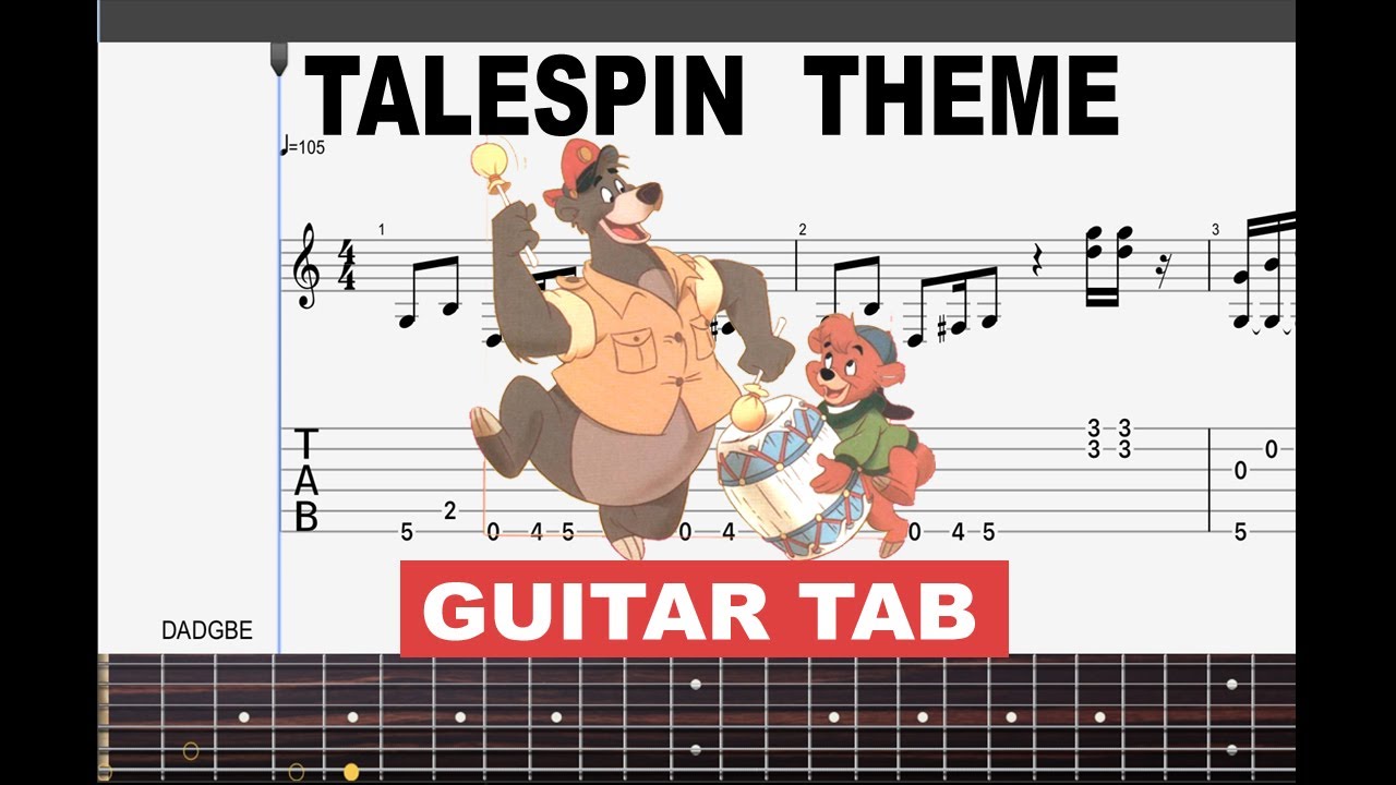 TaleSpin Theme (Disney Cartoon) Fingerstyle Guitar Tab YouTube