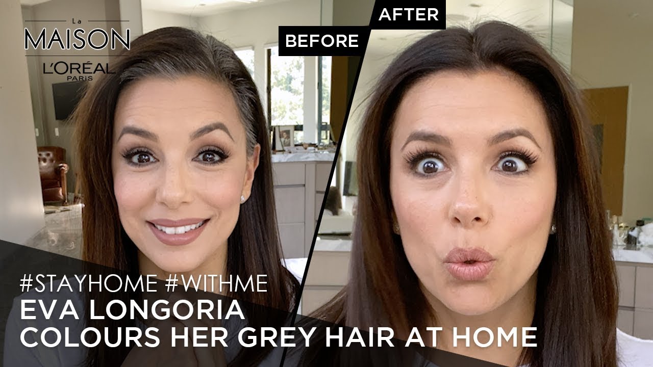 At home with Eva Longoria | Cover Grey Hair & Do Root Touch Up | L'Oreal  Paris Excellence Crème - YouTube