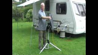 Aiming a mobile satellite dish using a Sky receiver