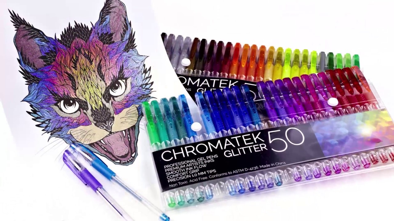 Supremely Glittery Wild Cat! Glitter Gel Pens by Chromatek 