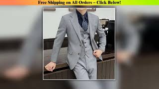 Jacketvestpants Ltalian Style Luxury High-End Fashion Solid Color Mens Business Slim Suit