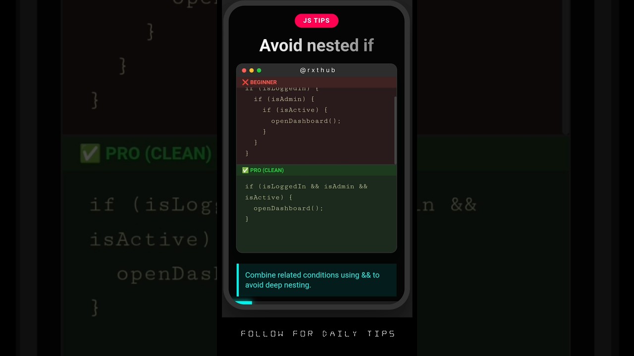 😱Stop Writing Nested IF in JavaScript  | Clean IF Tips for Devs 🚀 #shorts