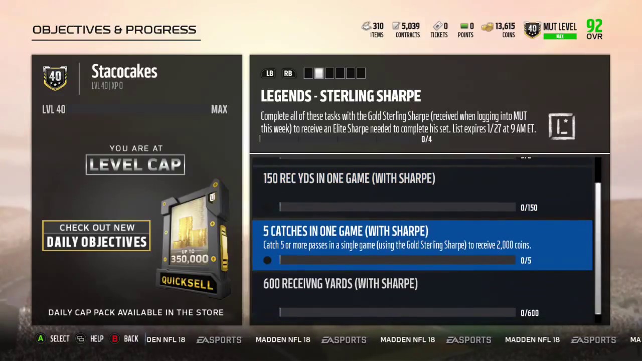 Madden 18 Ultimate Team Legend Sterling Sharpe Objectives Information And Rewards