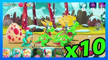 Dino Bash 2: 10 Healer Dino with 1 Fire Raptor