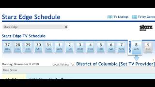 Starz Edge Schedule For Monday November 8, 2010