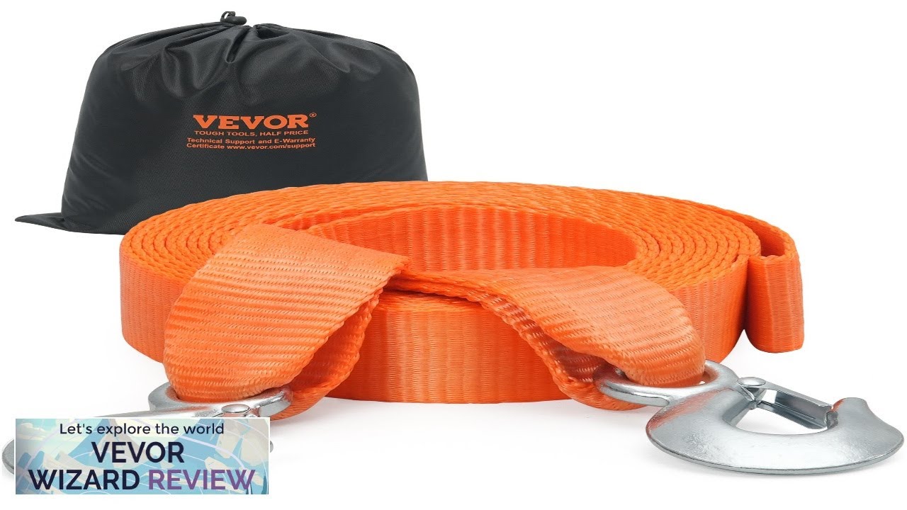 VEVOR ATV Car Tow Strap with Hooks 2"x20' 17000 lbs Tow Straps Review