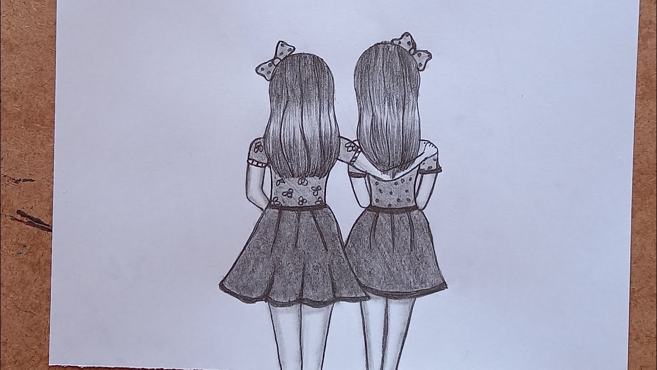 how to draw best friends | easy best friend drawing fro begginers ...