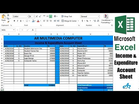 excel tutorial income and expenditure account balance sheet in monthly expenses losse youtube asset liabilities statement template credit card