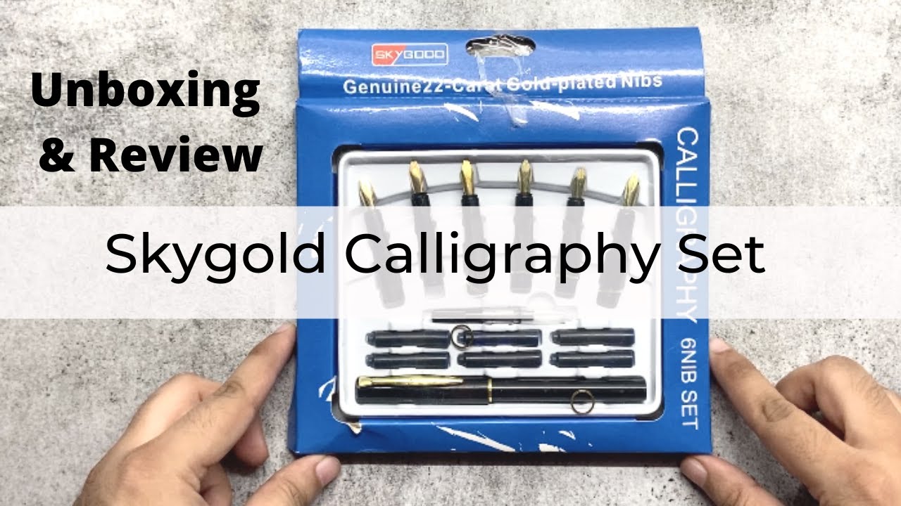 BEGINNERS CALLIGRAPHY FOUNTAIN PEN SET - 4 GENUINE GOLD PLATED