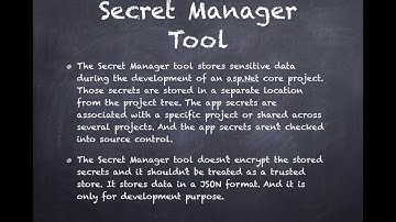 Secret Manager in Asp net core