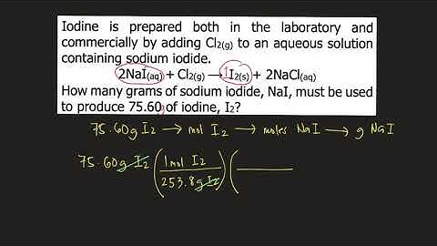 Iodine is prepared both in the laboratory and commercially by adding Cl2(g) to an aqueous solution