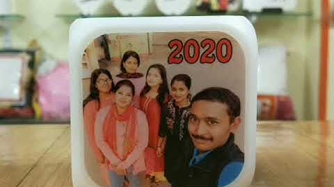 Personalized Photo Printed LED Light Changing Table Alarm Clock (4 sides are printable)