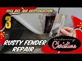 E3  crustyrusty fender repair  1956 chevy bel air restoration