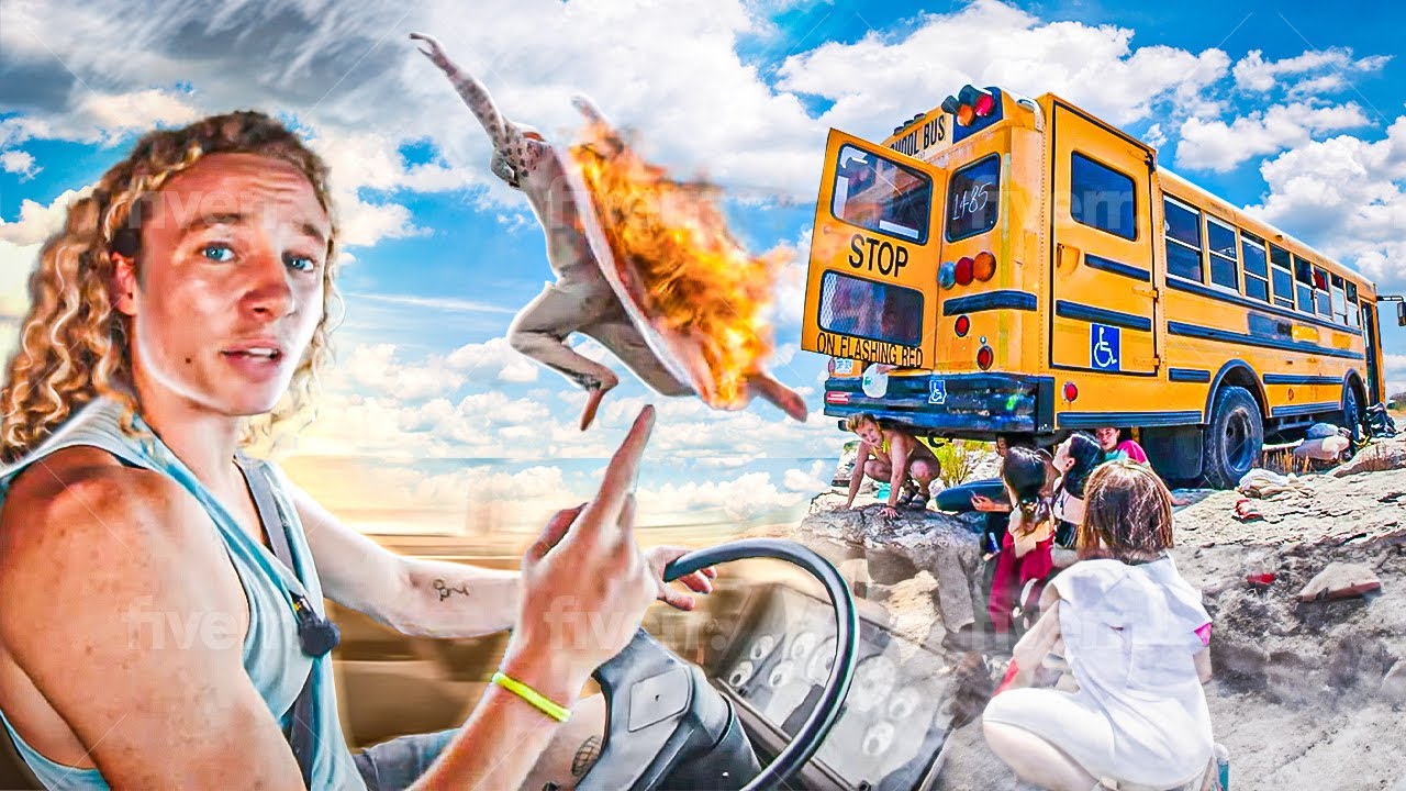 Surviving Jumping Off a School Bus ON FIRE - YouTube