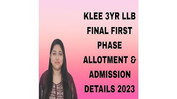 KLEE 3YR LLB FINAL FIRST PHASE ALLOTMENT & ADMISSION DETAILS 2023I Adv Abhirami Krishna