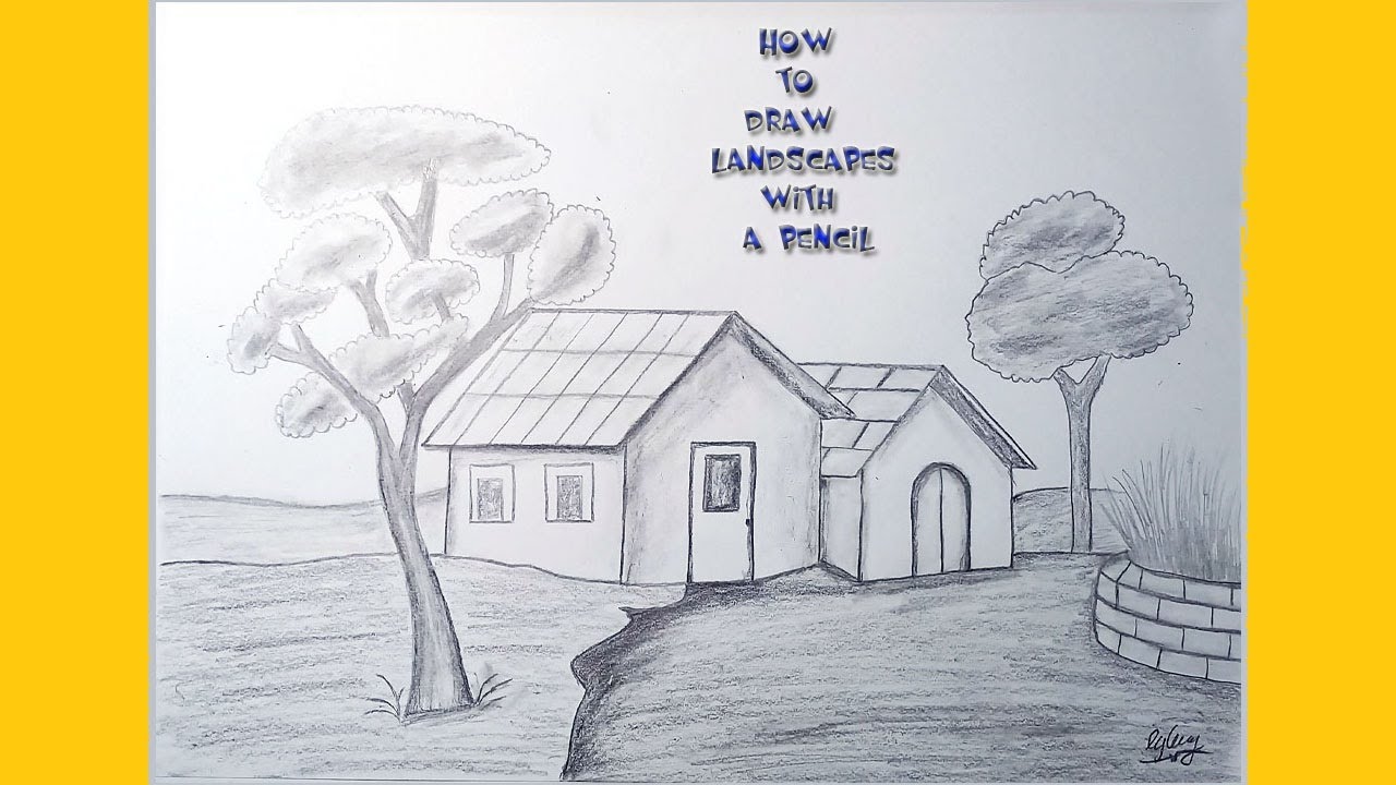 How to Draw a Simple Landscape with Pencil || Easy Drawing Tutorial for ...
