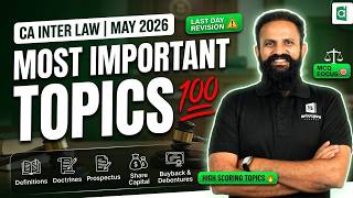 CA Inter Law | Most Important Topics Revision 🔥 May 2026 | CS Sai | ArivuPro