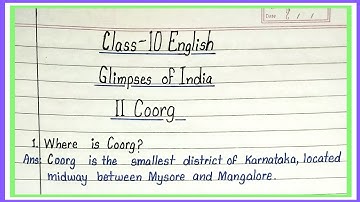coorg class 10 question answer | glimpses of india part 2 question answer |