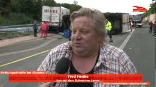 Lkw-Anhänger kippt um - A 45 zwischen Herborn und Dillenburg voll gesperrt (20.09.2012)