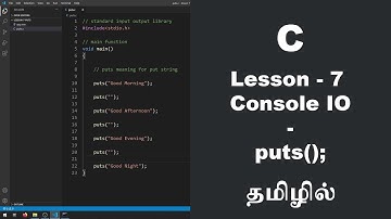 C Tamil Tutorial - Lesson - 7 - Console IO - puts