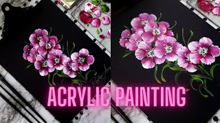🔴💫 EASY and AMAZING Acrylic Painting Flowers 💐 ✨️ HOW TO paint using round brush technique 👌
