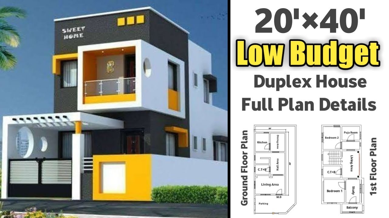 20 by 40 Budget Duplex House Design || 2 Bedroom || full Plan ...