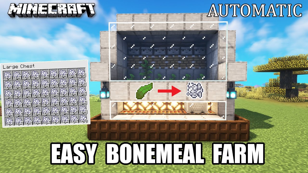 Minecraft Easy Automatic Kelp Bone Meal Farm Tutorial (Survival/Bedrock