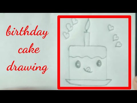 How to draw a cute birthday || easy drawing || easy party cake tutorial