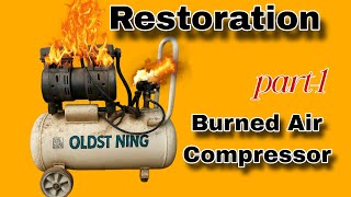 Air Compressor Restoration || Burned|| RUSTY MACHINE||  HOW TO RESTORATION AT HOME #restoration #ncs