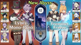 NEW 6.4b Spiral Abyss | C4 Lyney Hexerei Mono-Pyro &amp; C6 Freminet + Escoffier Freeze | Genshin Impact